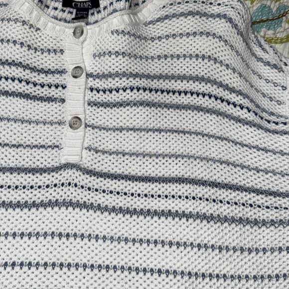 Chaps by Ralph Lauren women's size XL Blue and White Striped Sweater long sleeve - Picture 4 of 11